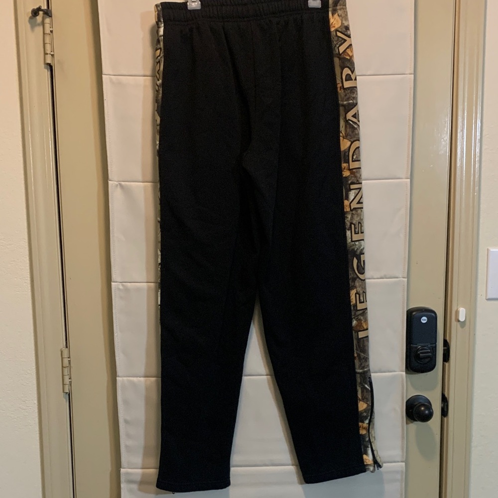 Legendary Whitetails Matching Hoodie Pants Set Black/Orange Camo Trim Large - Picture 9 of 16